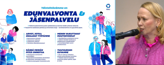 Sari Innanen puhumassa edunvalvonnasta